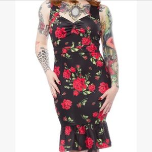 Sourpuss Clothing Garden Rose Wiggle Dress XL
